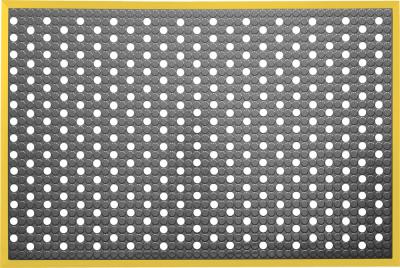 ESD Anti-Fatigue Floor Mat with Holes & 2,5 cm Yellow Bevel | Infinity Smooth ESD | Black | 60 x 120 cm